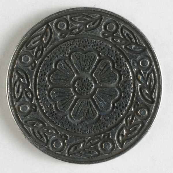 full metal button antique silver