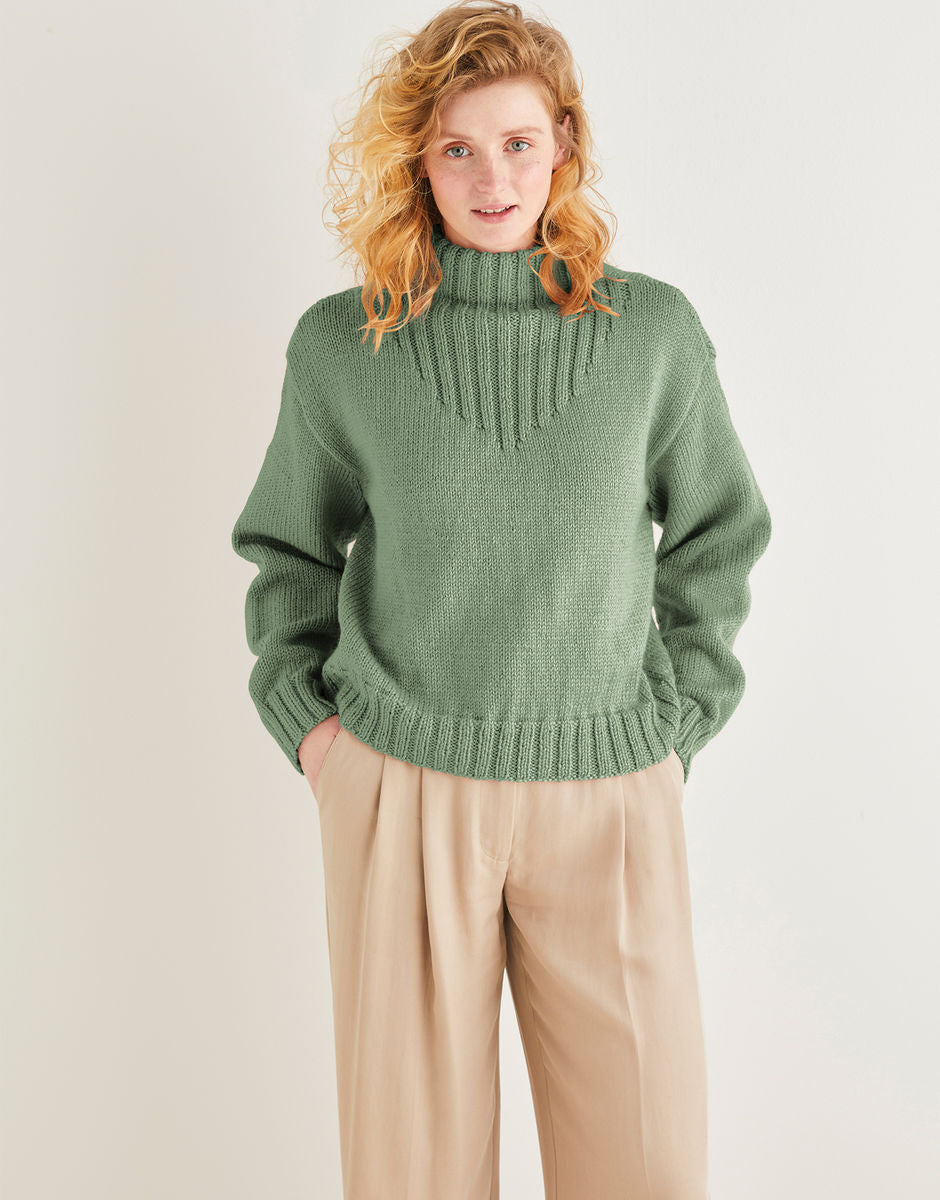 Funnel Neck Rib Sweater 10169 by Sirdar