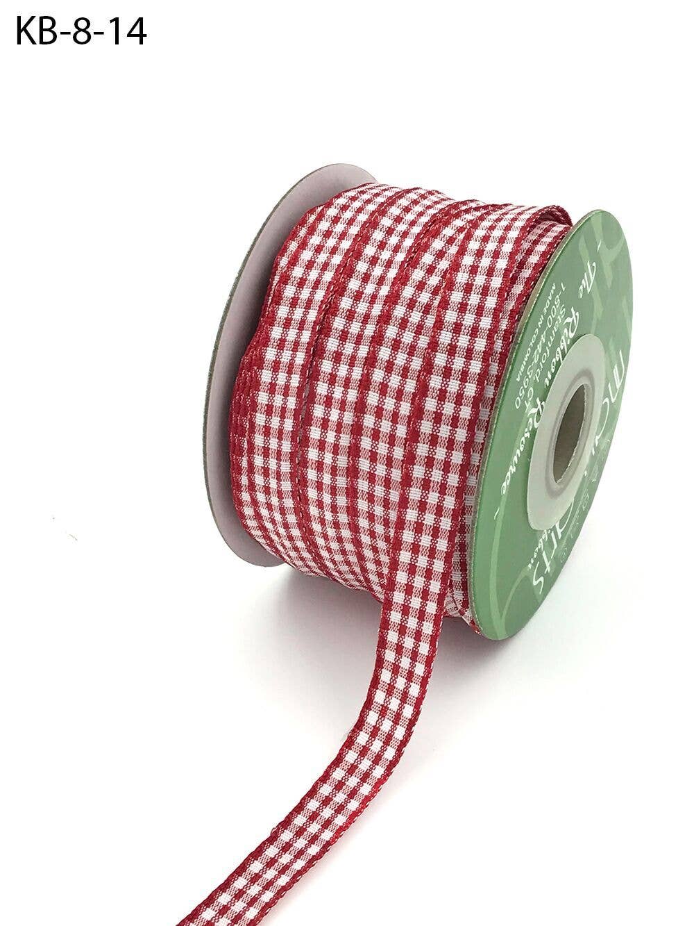 3/8" Red &amp; White Checkered Gingham Ribbon
