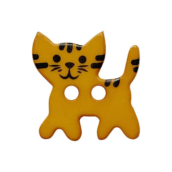 children button cat polyamide with 2 holes yellow
