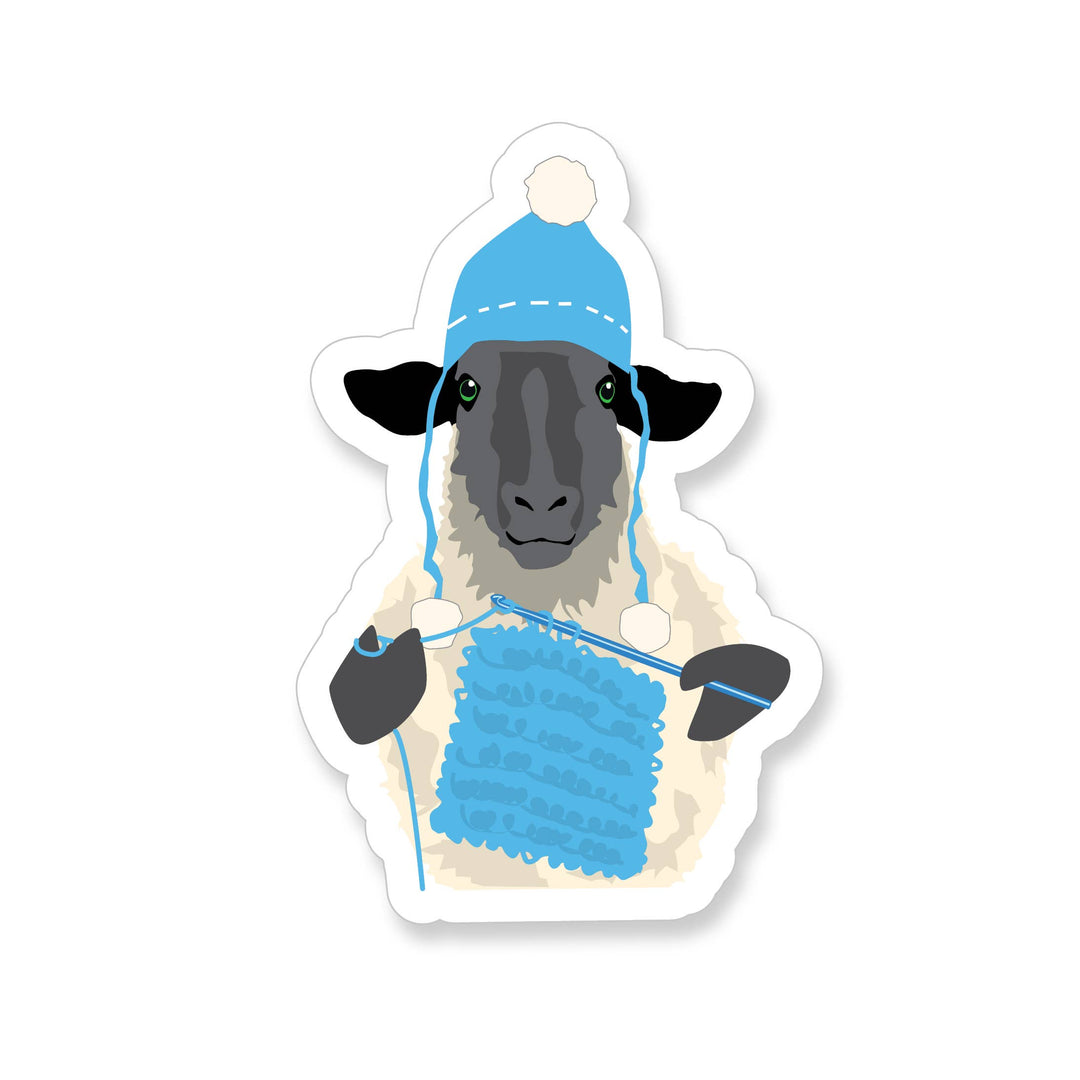 Crocheting Sheep Vinyl Sticker