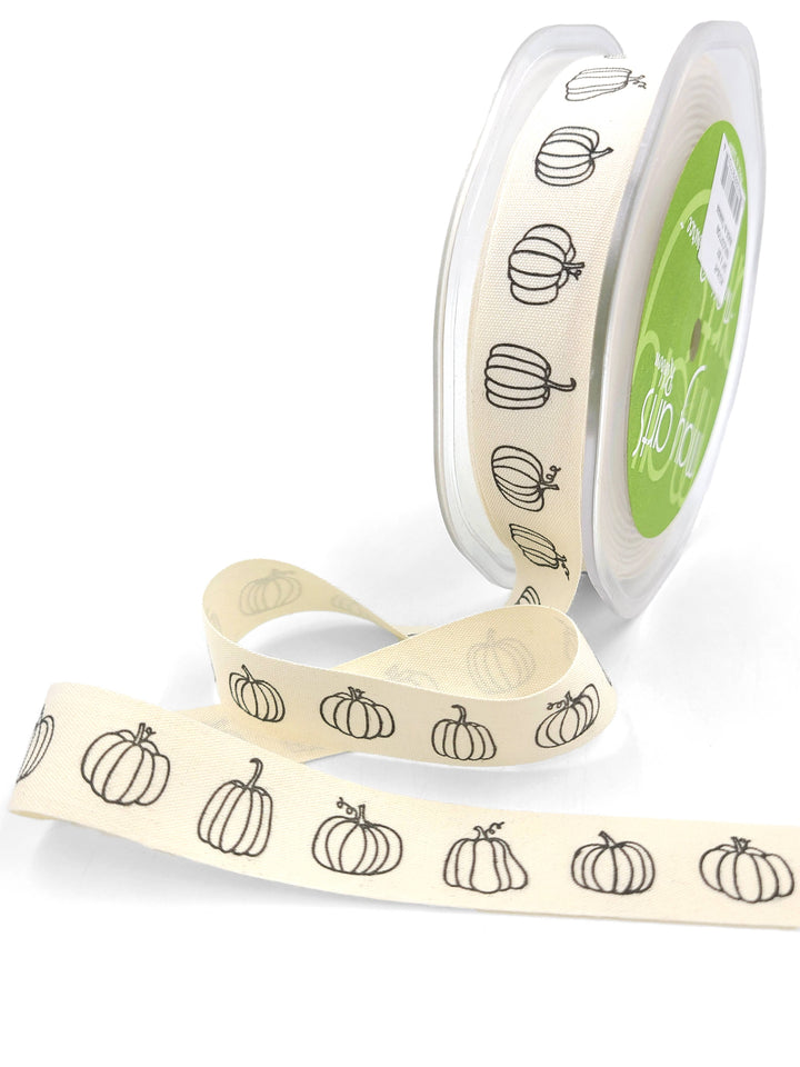 3/4" Pumpkins Print 100% Cotton Ribbon