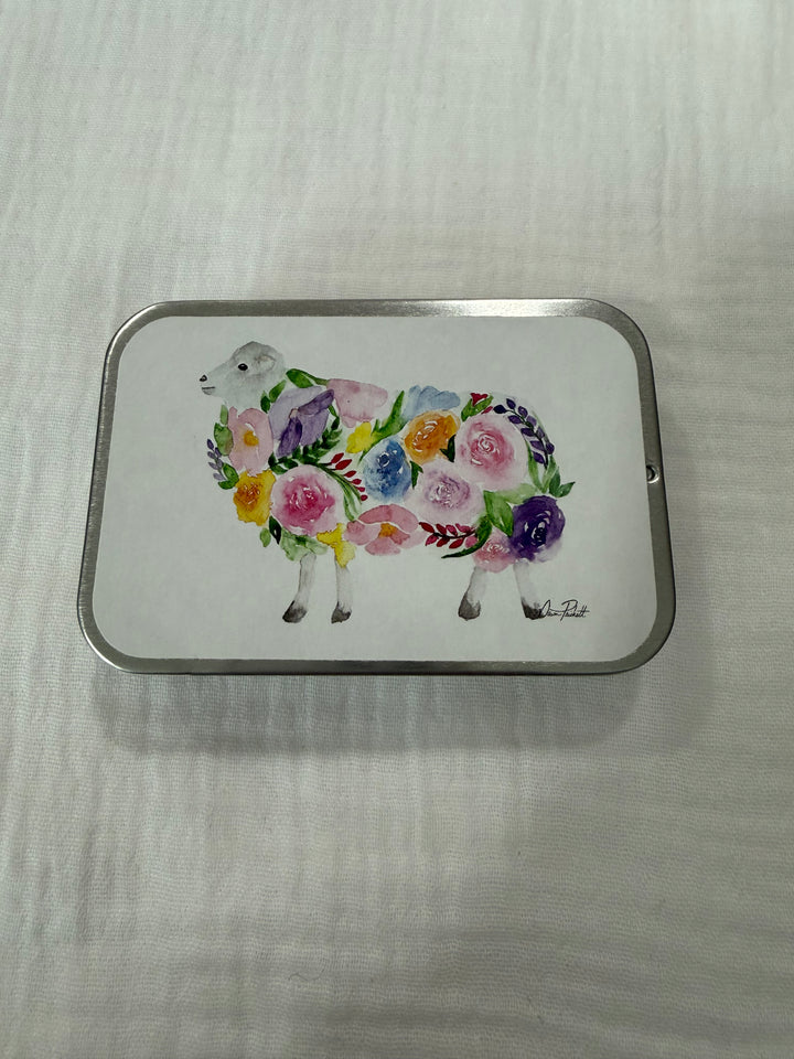 Flower Sheep Stitch Marker Storage Tin