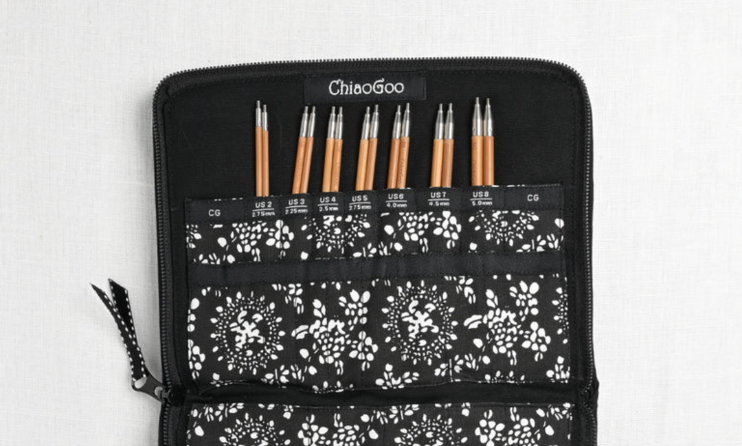 ChiaoGoo SPIN Bamboo 5" Interchangeable Needle Set, Complete, US 2-15