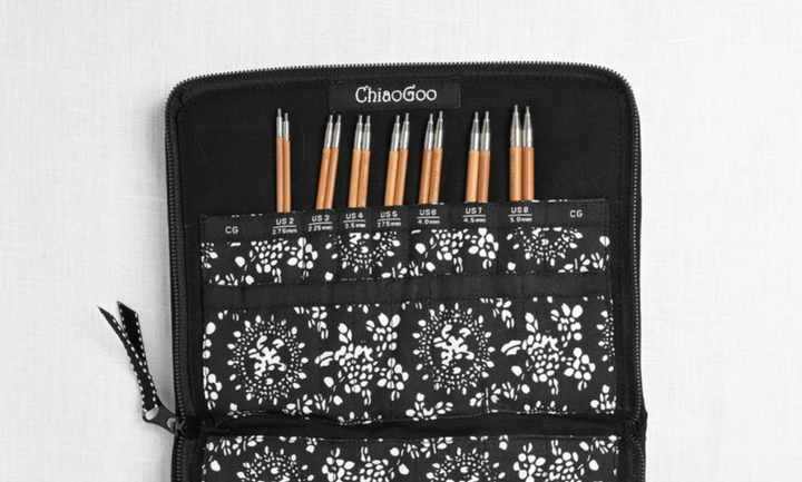 ChiaoGoo SPIN Bamboo 5" Interchangeable Needle Set, Complete, US 2-15