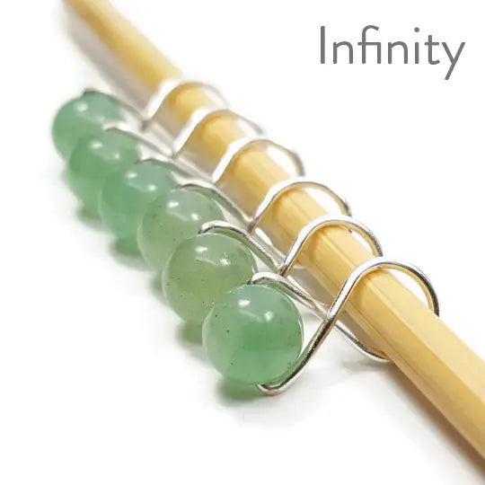 Green Aventurine Stitch Markers - Large Infinity