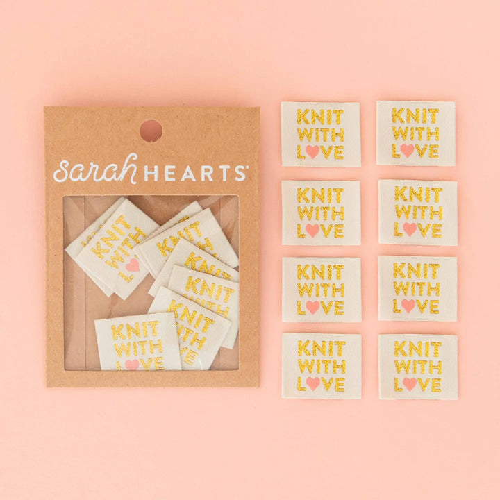 Knit with Love Woven Labels - Knitting Sewing Clothing Label