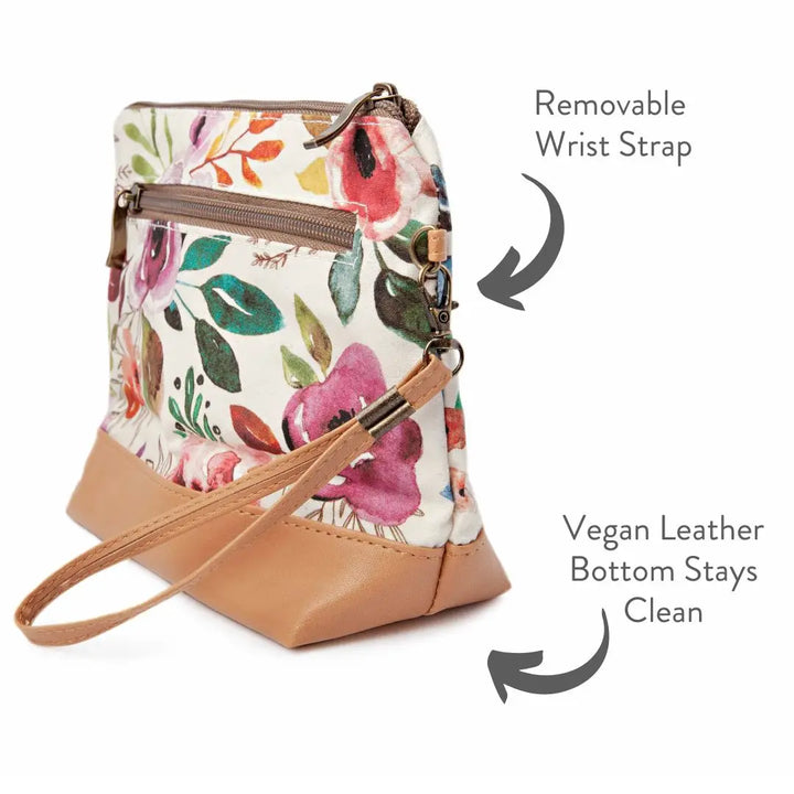Mini Trini Bag – Small Zippered Sock Project Bag - Spring Floral